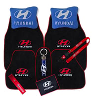 Hyundai Nakışlı 5 Parça Siyah Oto Halı Paspas  Hyundai Mavi Polar Araç Yastık & Oto Aksesuar