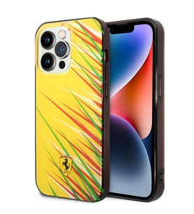 Apple iPhone 14 Pro Max Kılıf Ferrari Orjinal Lisanslı Baskı Logolu Çimen Desenli Kapak