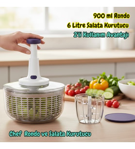 Technow Vip Ahmet VP-907 900 ml Chef Rondo & 6 Litre Salata Kurutucu
