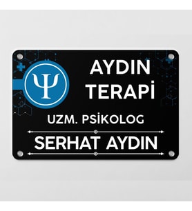Psikologlara Özel Siyah Kapı Tabela Büro Ofis Mini Giriş Tabelası