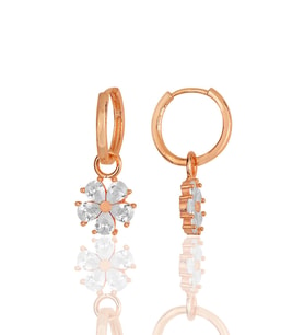 Gümüş rose zirkon taşlı çiçek küpe SGTL11940ROSE