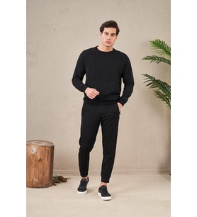 Pjs 23723 Erkek Baskılı Eşofman Takımı (Siyah)