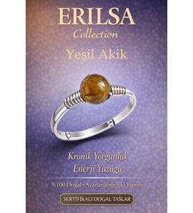 Sertifikalı Kronik Yorgunluk Enerji Yüzüğü – Yeşil Akik Ayarlanabilir İnce Kasa Yengeç Terazi Burcu