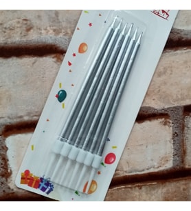 VIP KALİTE PARLAK METALİK GÜMÜŞ PASTA MUMU 6 ADET GÜMÜŞ DOĞUM GÜNÜ MUMU DECOR SİLVER BIRTHDAY CANDLE