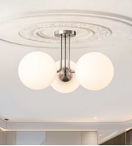 3'Lü Camlı Modern Plafonyer Avize 3226-W86-5E-YY (Krom)