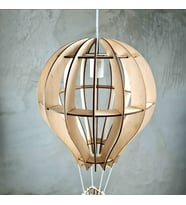 Ürgüp Çocuk Genç Odası İçin Doğal Ahşap Mdf 3D Puzzle Uçan Balon Avize