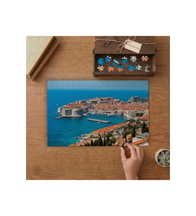 Mavi Deniz - Evler - Hırvatistan - Manzara Tasarımı 240 parça Ahşap Puzzle Ahşap Kutuda MP02466