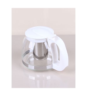 1500 Ml Çelik Süzgeçli Cam Demlik Beyaz 7488