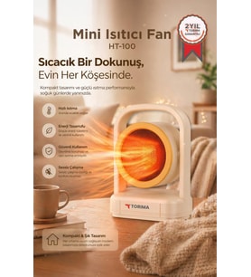 Torima Mini Isıtıcı Fan Taşınabilir Sessiz Hızlı Isıtma 500W Kompakt Isıtıcı HT100 Bej