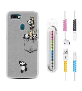 Oppo A5S A15 A16 A54 A55 A73 A74 Kılıf Kablo Koruma Spiral Silikon Pandalar 1798