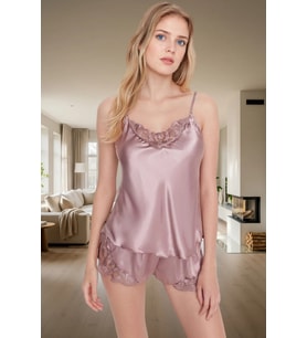 2'li Dantelli Saten Pijama Takımı Rahatlık ve Şıklık Dayanıklı Malzeme Trend Tasarım
