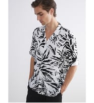 LCW Vision Ekru Slim Fit Kısa Kollu Desenli Erkek Gömlek