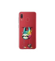 Samsung Galaxy A20 ile Uyumlu Splash Tembel Hayvan Tasarımlı Şeffaf Silikon Kılıf