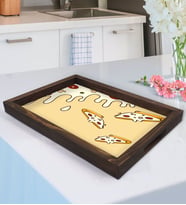 BK Gift Pizza Tasarımlı Doğal Ahşap Tepsi-1