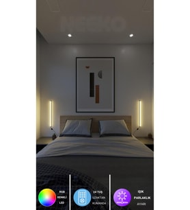 2 Adet Mini Duvar Aplik Uzaktan Kumandalı Rgb Led 16 Renk
