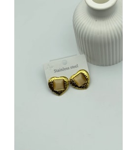 Çelik Gold Taşlı Kalp Kolye - 25-clk44