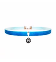 Mavi Renk Kadife Unicorn Choker Kolye