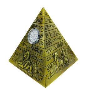Antik Mısır Piramit Saatli Metal Dekoratif Hediyelik Biblo 10x11cm