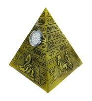 Antik Mısır Piramit Saatli Metal Dekoratif Hediyelik Biblo 10x11cm
