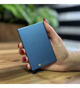 Mekanizmalı Kartlık Rfid Korumalı Alüminyum Otomatik Mekanizmalı Kredi Kartlık Renkli Mat Mavi
