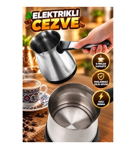 Paslanmaz Çelik 6 Fincan Kapasiteli Elektrikli Türk Kahvesi Makinesi Cezve