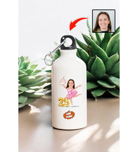 Yakın Kız Arkadaşa Doğum Günü Hediyesi Karikatürlü 600 ML Kapaklı Su Matarası