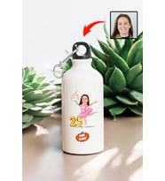 Yakın Kız Arkadaşa Doğum Günü Hediyesi Karikatürlü 600 ML Kapaklı Su Matarası