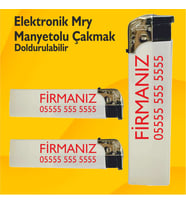 Manyetolu Çakmak - Doldurulabilir - 100 Adet Çift Yön Baskı