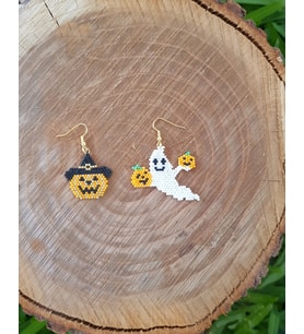 Miyuki Boncuk El Yapımı Balkabağı Tutan Hayalet Balkabağı Küpe Halloween Cadılar Bayramı