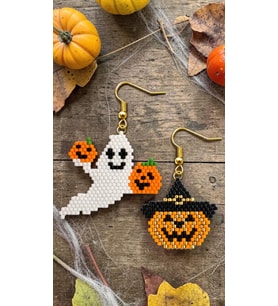 Miyuki Boncuk El Yapımı Balkabağı Tutan Hayalet Balkabağı Küpe Halloween Cadılar Bayramı