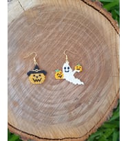 Miyuki Boncuk El Yapımı Balkabağı Tutan Hayalet Balkabağı Küpe Halloween Cadılar Bayramı