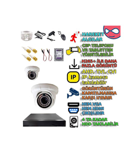 XMPro 2 DOME KAMERALI 1080P 36 IRLED GÜVENLİK KAMERA SETİ
