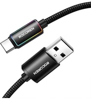 Type-C to USB-A RGB Aydınlatmalı 3A Hızlı Şarj ve Data Kablosu 1 Metre