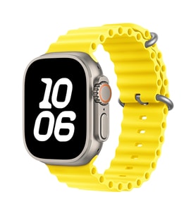 Apple Watch Ultra 49mm Uyumlu Kordon Ocean Silikon Yumuşak Esnek Metal Tokalı Zore KRD-75 Kayış (Sarı)