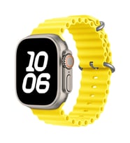 Apple Watch Ultra 49mm Uyumlu Kordon Ocean Silikon Yumuşak Esnek Metal Tokalı Zore KRD-75 Kayış (Sarı)
