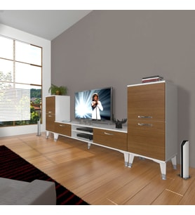 Decoraktiv Eko ON2 Slm Dvd Silver Tv Ünitesi Tv Sehpası (Beyaz - Ceviz)