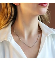 İncili Oksitli 925 Ayar Trend Gümüş Kolye