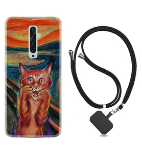 Oppo Reno 2Z 4 Lite 4 Pro 5 6 7 A31 Kılıf Boyun Askılı Silikon Tablo Cat 1788
