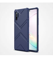 Galaxy Note 10 Plus Kılıf Köşeleri Airbagli Parmak İzi Yapmayan Hank Silikon Kılıf (Lacivert)