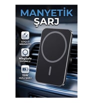 MagSafe Uyumlu 15W Manyetik Araç İçi Kablosuz Şarjlı Telefon Tutucu