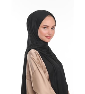 Düz Renk Diamond Seri Şal Eşarp Askısı ile Birlikte 75x200 cm Siyah-75x200