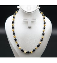 Oltu Taşı ve Kehribar Kadın Kolye sk000146 (Çok Renkli)