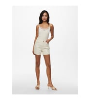 Only Kadın Onlvega Krem Kot Şort Mom Shorts - 15230571 (Ekru)
