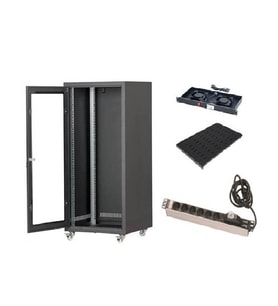 SETRACK 16U 600X800 RACK KABİNET+SABİT RAF+2Lİ FAN MODÜLÜ+GRUP PRİZ