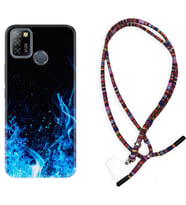 INFINIX Smart 4 5 6 Zero 8 S5 Pro Kılıf Boyun Asklı Rasta Silikon Blue Fire 1678