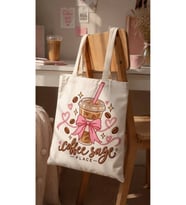 Le Vion coffe sage - Baskılı Bez Çanta 38x42 cm 170 Gr Omuz Çantası Kadın Alışveriş Çantası