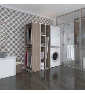 Kenzlife çamaşır-kurutma makinesi dolabı ve giysi dolabı kazvini sol crd 180*160*60  banyo (Beyaz)