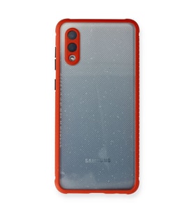 Samsung Galaxy A02 Kılıf Miami Şeffaf Silikon - Kırmızı