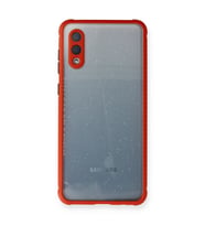 Samsung Galaxy A02 Kılıf Miami Şeffaf Silikon - Kırmızı