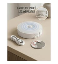 Hareket Sensörlü Yuvarlak LED Aydınlatma & USB Şarjlı Pratik Gece Lambası (8 cm)